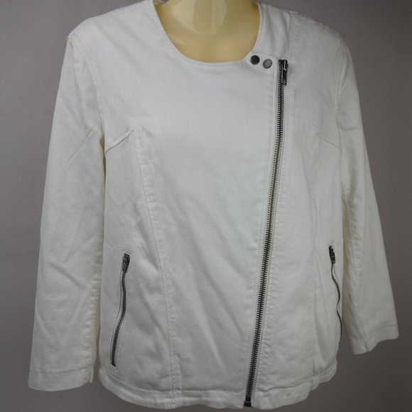 Helmut Lang Women's White Moto Jacket Size Medium - Picture 1 of 5